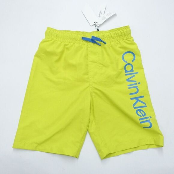 Calvin Klein Swimwear Shorts Boys M (10-12) Yellow Polyester Mesh Elastic Waist - Picture 1 of 7